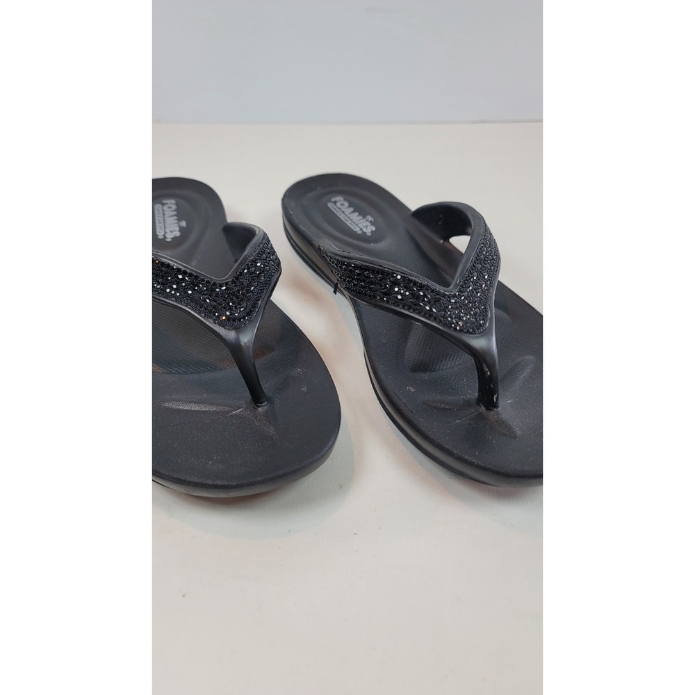 Skechers foamies glitzy black flip flops size 7 (water friendly)